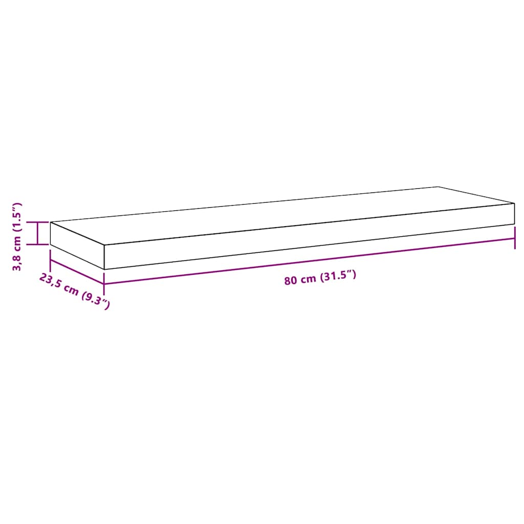 Plutajuće zidne police 4 kom bijele 80 x 23,5 x 3,8 cm MDF