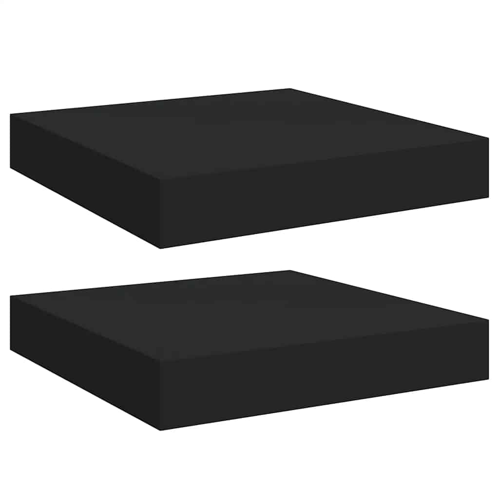 Plutajuće zidne police 2 kom crne 23 x 23,5 x 3,8 cm MDF
