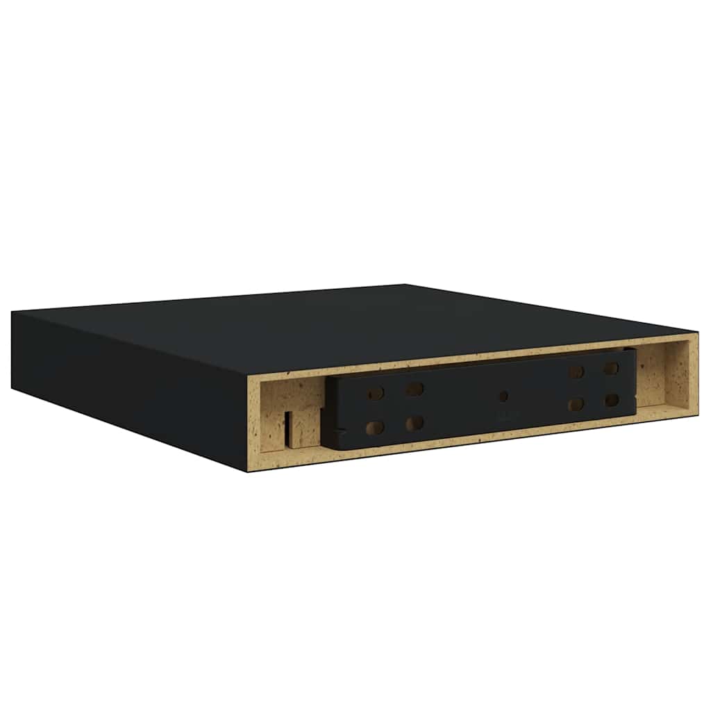 Plutajuće zidne police 2 kom crne 23 x 23,5 x 3,8 cm MDF