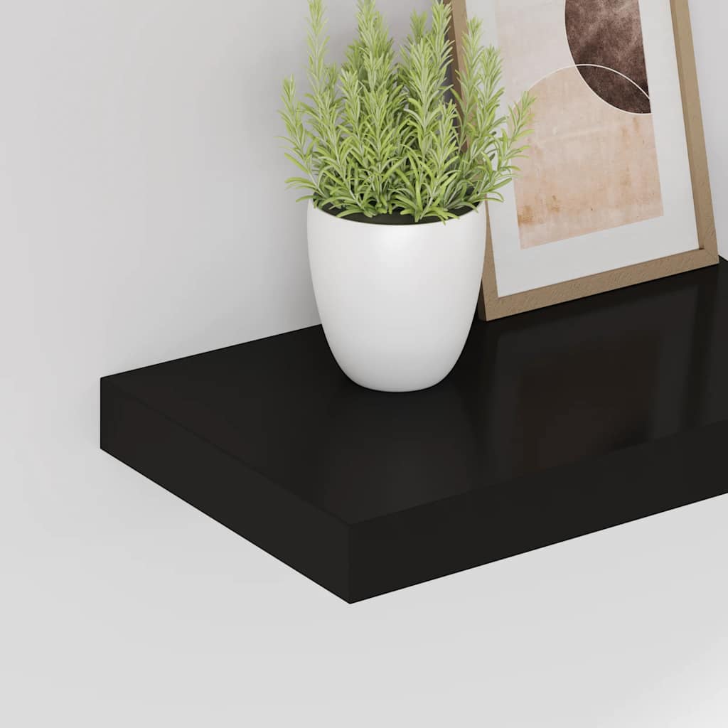 Plutajuće zidne police 2 kom crne 40 x 23 x 3,8 cm MDF