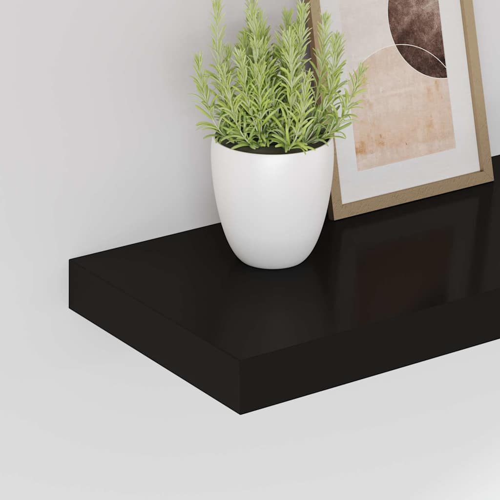 Plutajuće zidne police 2 kom crne 50 x 23 x 3,8 cm MDF