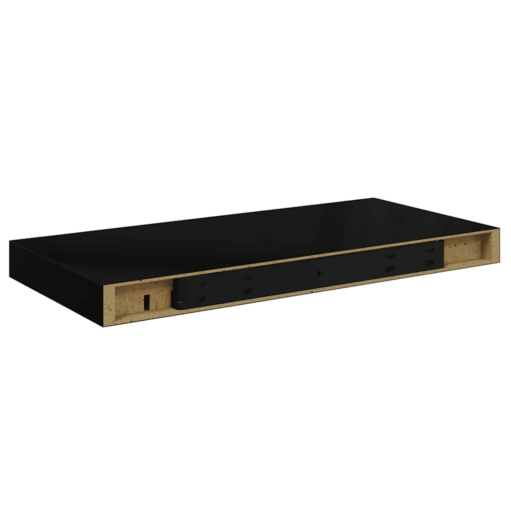 Plutajuće zidne police 2 kom crne 50 x 23 x 3,8 cm MDF