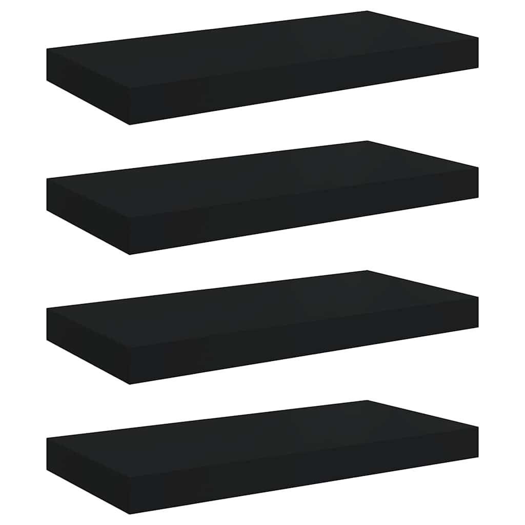 Plutajuće zidne police 4 kom crne 50 x 23 x 3,8 cm MDF
