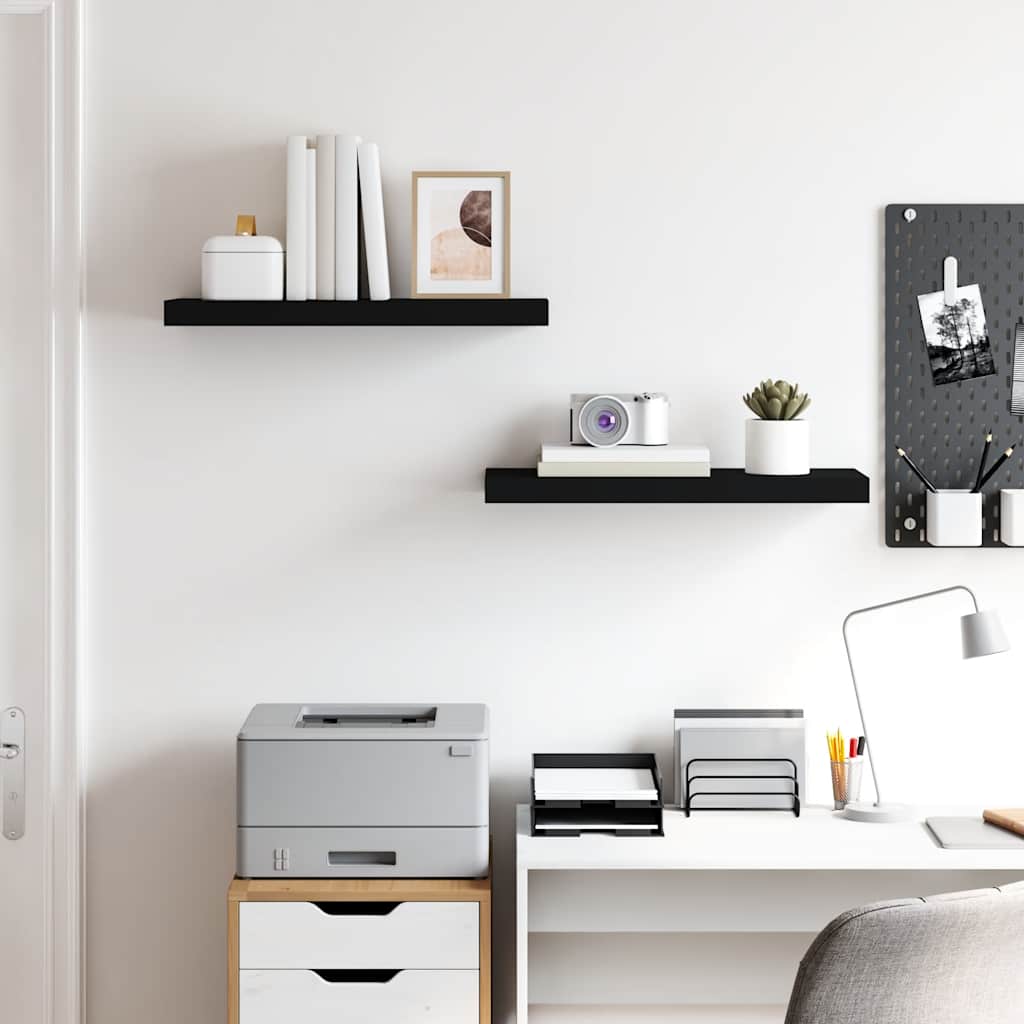 Plutajuće zidne police 2 kom crne 60 x 23,5 x 3,8 cm MDF