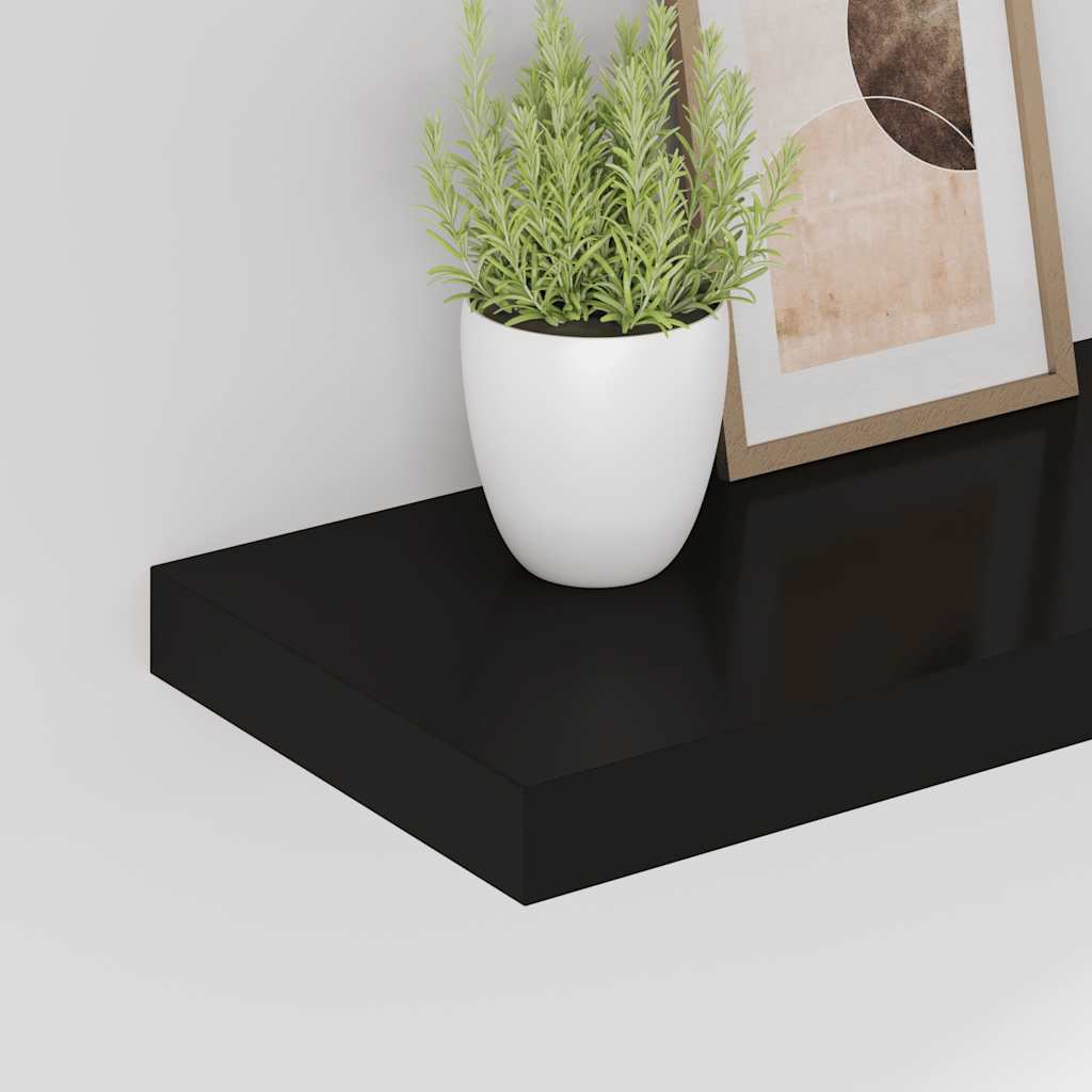 Plutajuće zidne police 2 kom crne 60 x 23,5 x 3,8 cm MDF