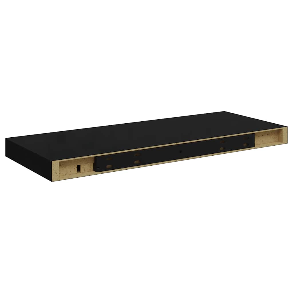 Plutajuće zidne police 2 kom crne 60 x 23,5 x 3,8 cm MDF