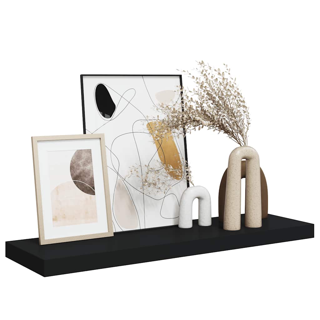 Plutajuća zidna polica crna 80 x 23,5 x 3,8 cm MDF