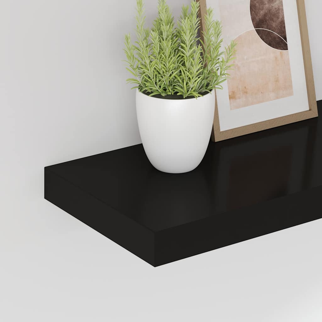 Plutajuće zidne police 2 kom crne 80 x 23,5 x 3,8 cm MDF