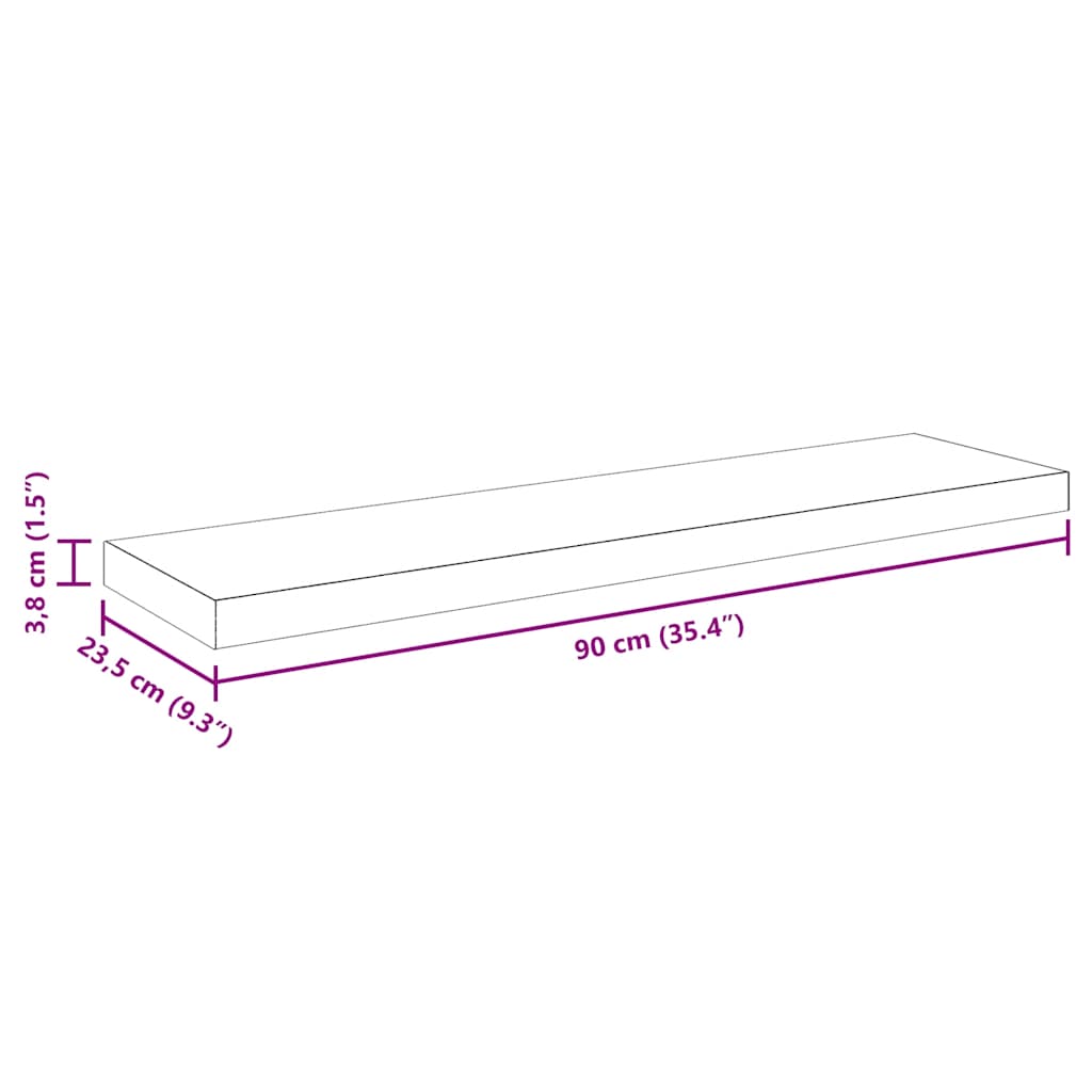 Plutajuća zidna polica crna 90 x 23,5 x 3,8 cm MDF