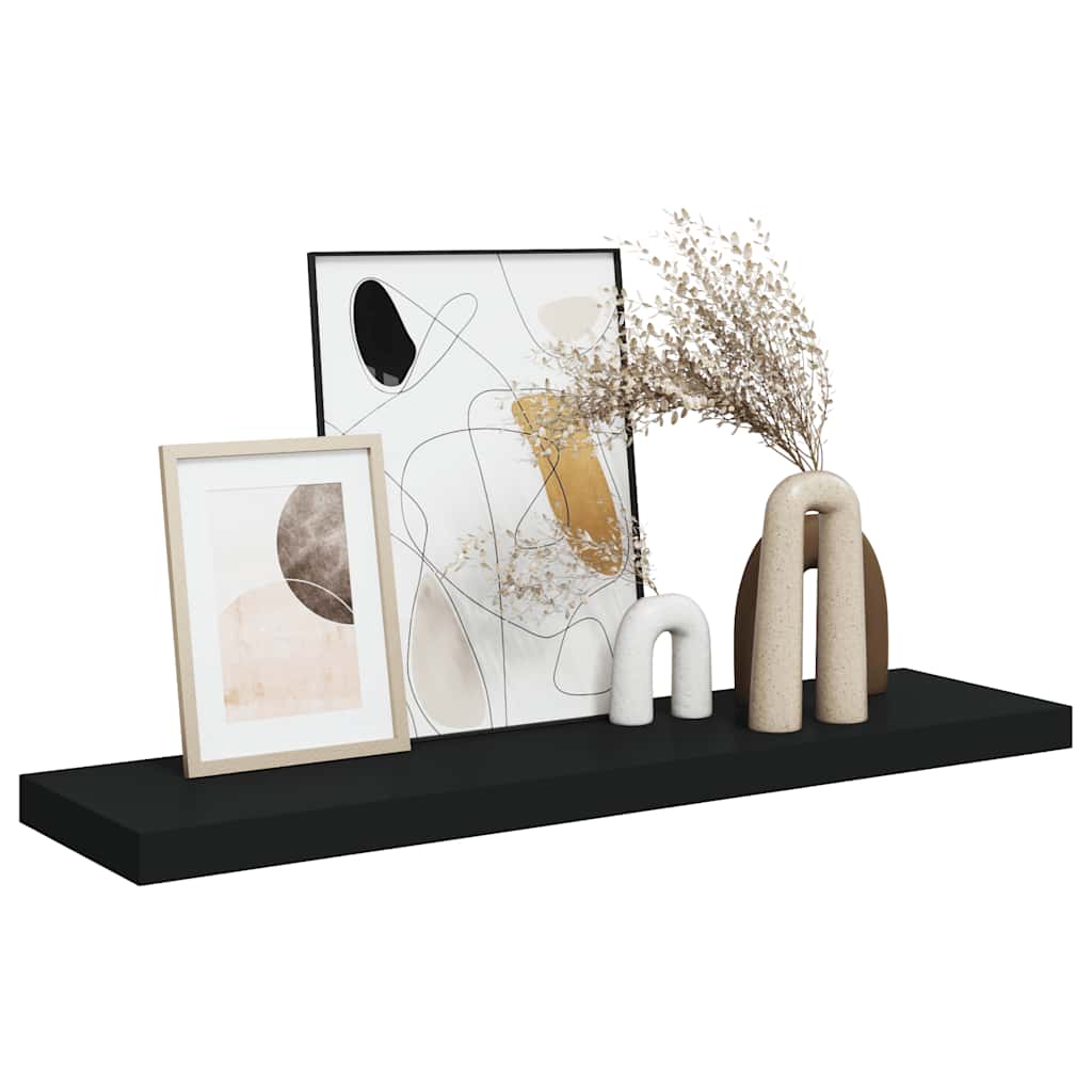 Plutajuća zidna polica crna 90 x 23,5 x 3,8 cm MDF