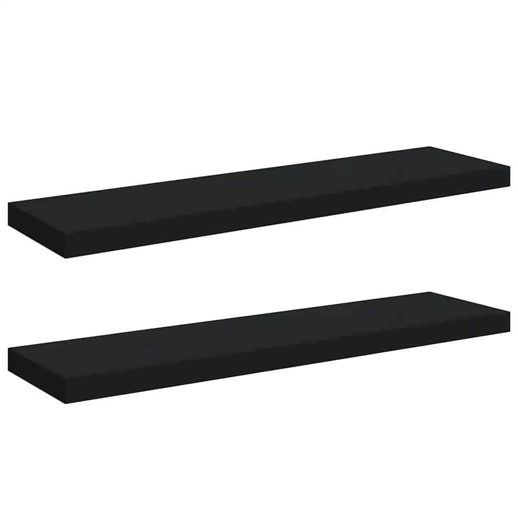 Plutajuće zidne police 2 kom crne 90 x 23,5 x 3,8 cm MDF