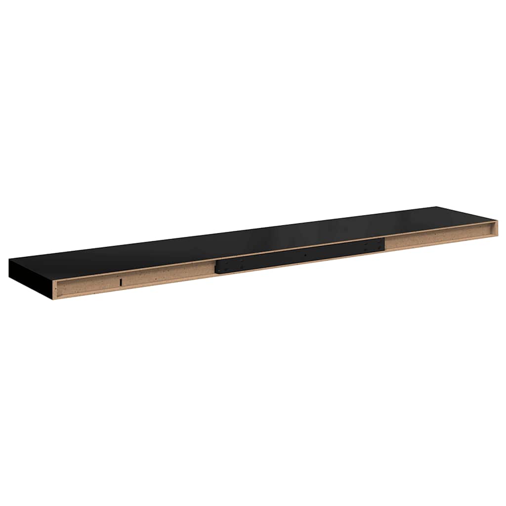 Plutajuće zidne police 2 kom crne 120 x 23,5 x 3,8 cm MDF