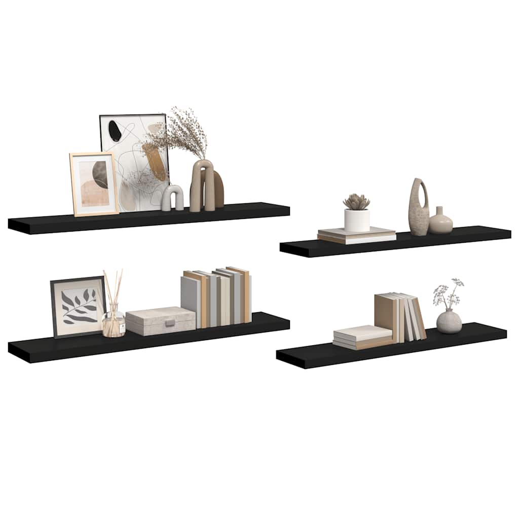 Plutajuće zidne police 4 kom crne 120 x 23,5 x 3,8 cm MDF
