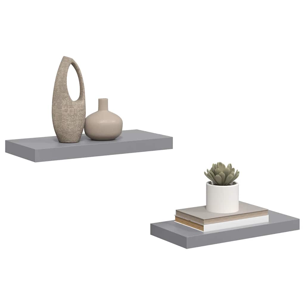Plutajuće zidne police 2 kom sive 50 x 23 x 3,8 cm MDF