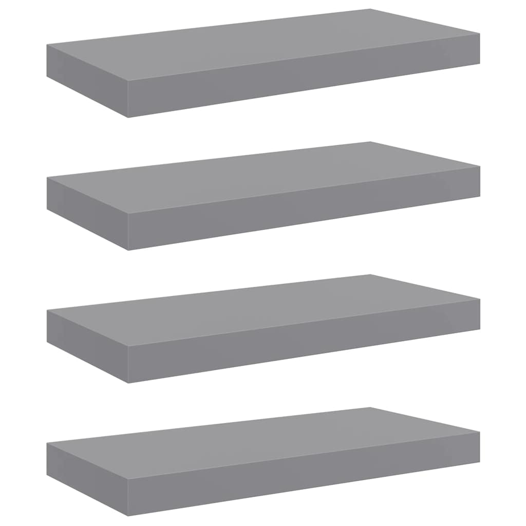 Plutajuće zidne police 4 kom sive 50 x 23 x 3,8 cm MDF