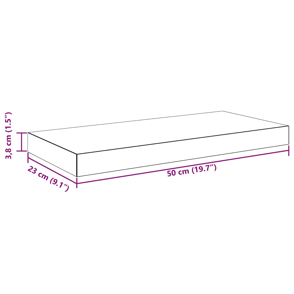 Plutajuće zidne police 4 kom sive 50 x 23 x 3,8 cm MDF