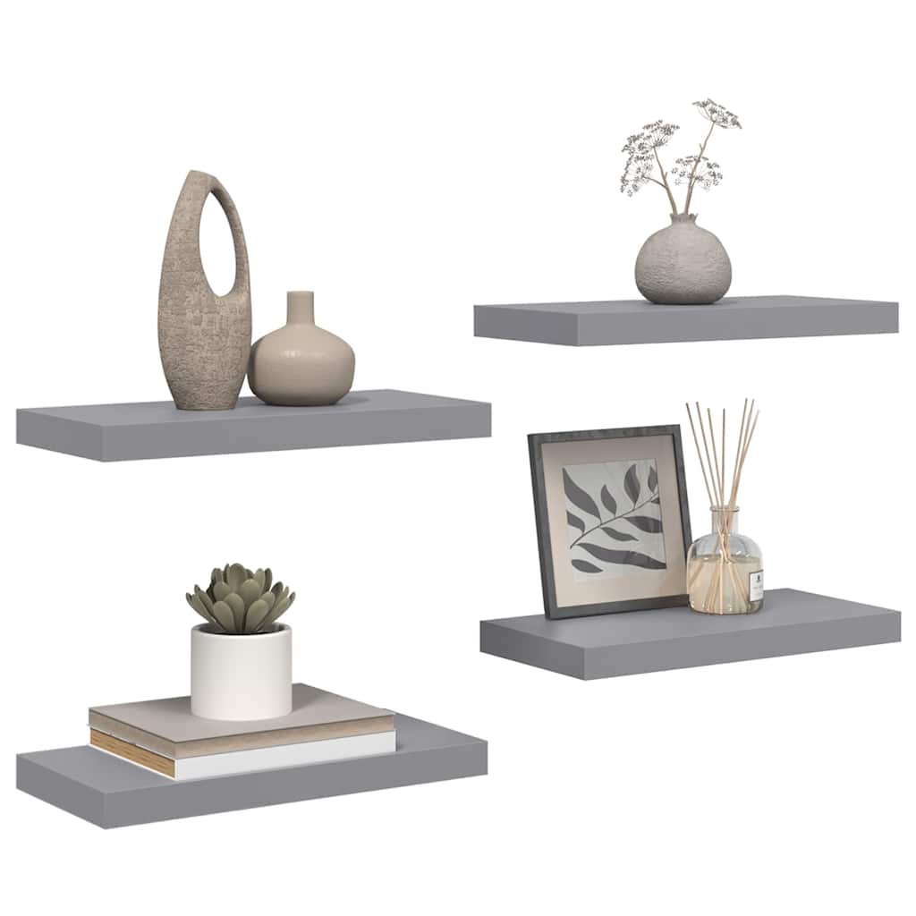 Plutajuće zidne police 4 kom sive 50 x 23 x 3,8 cm MDF