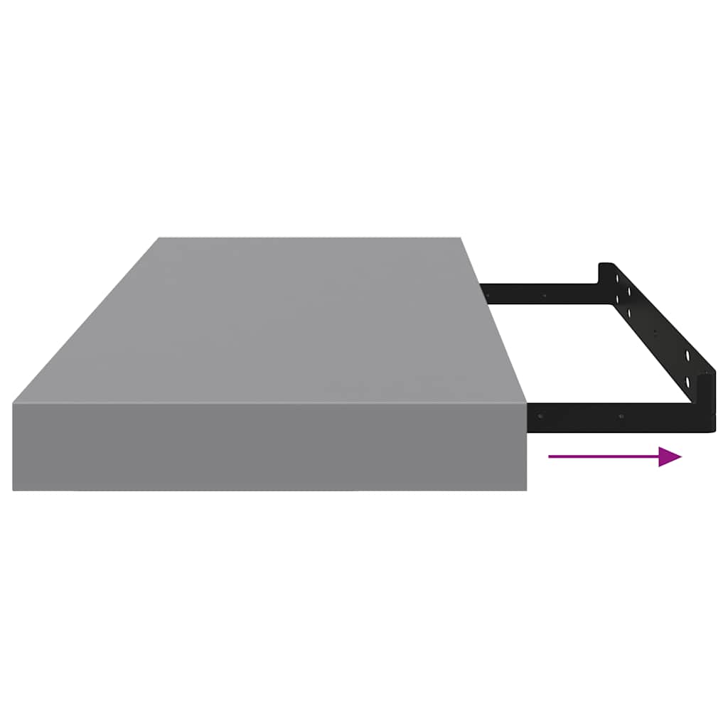 Plutajuća zidna polica siva 60 x 23,5 x 3,8 cm MDF