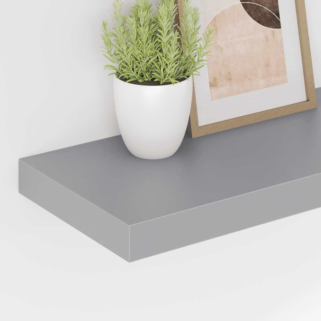 Plutajuće zidne police 2 kom sive 60 x 23,5 x 3,8 cm MDF