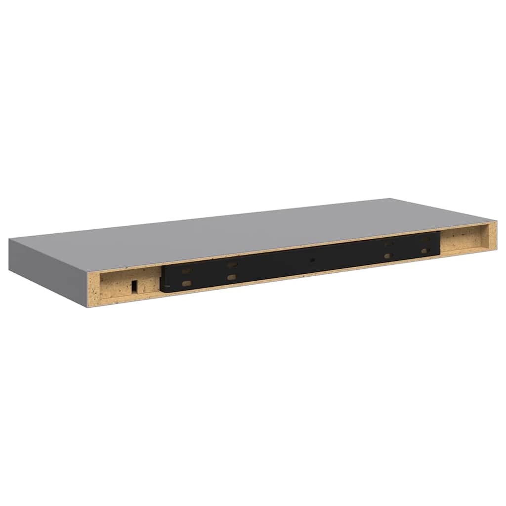 Plutajuće zidne police 2 kom sive 60 x 23,5 x 3,8 cm MDF