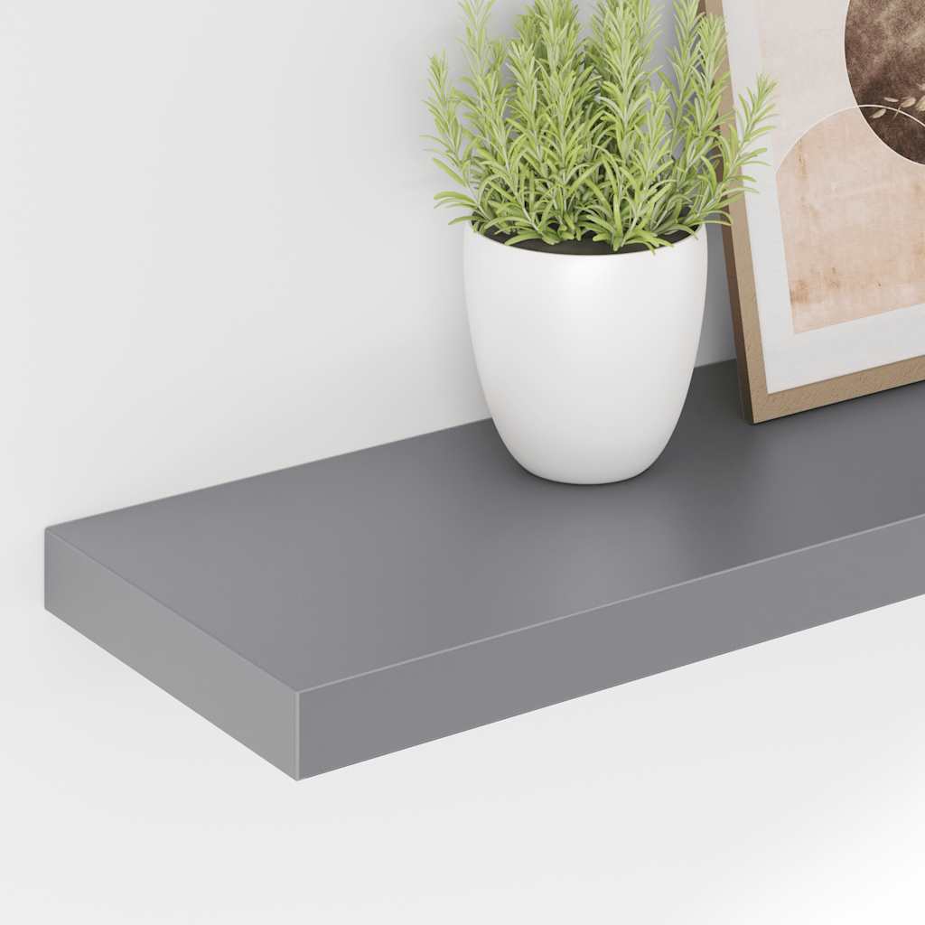 Plutajuća zidna polica siva 80 x 23,5 x 3,8 cm MDF