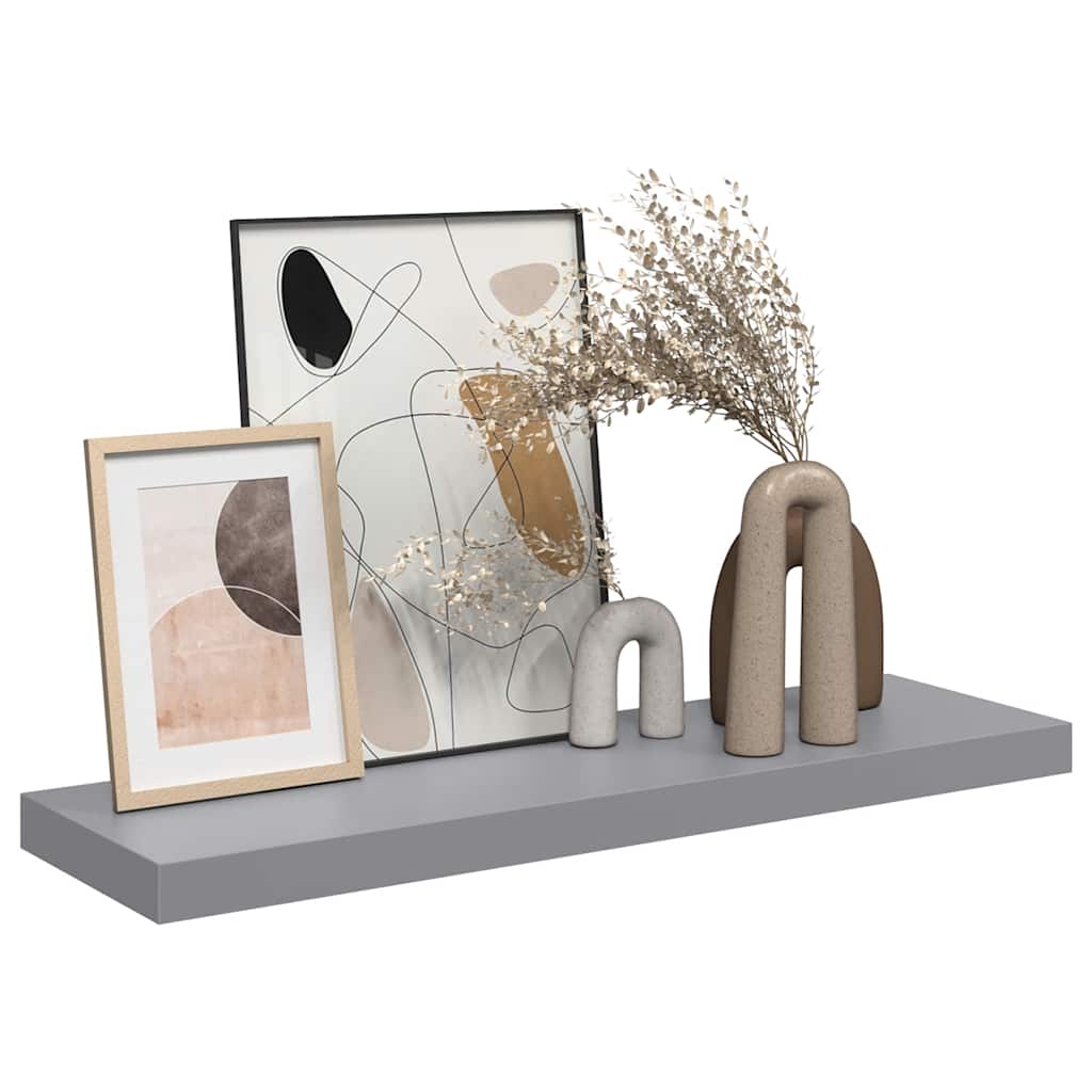 Plutajuća zidna polica siva 80 x 23,5 x 3,8 cm MDF