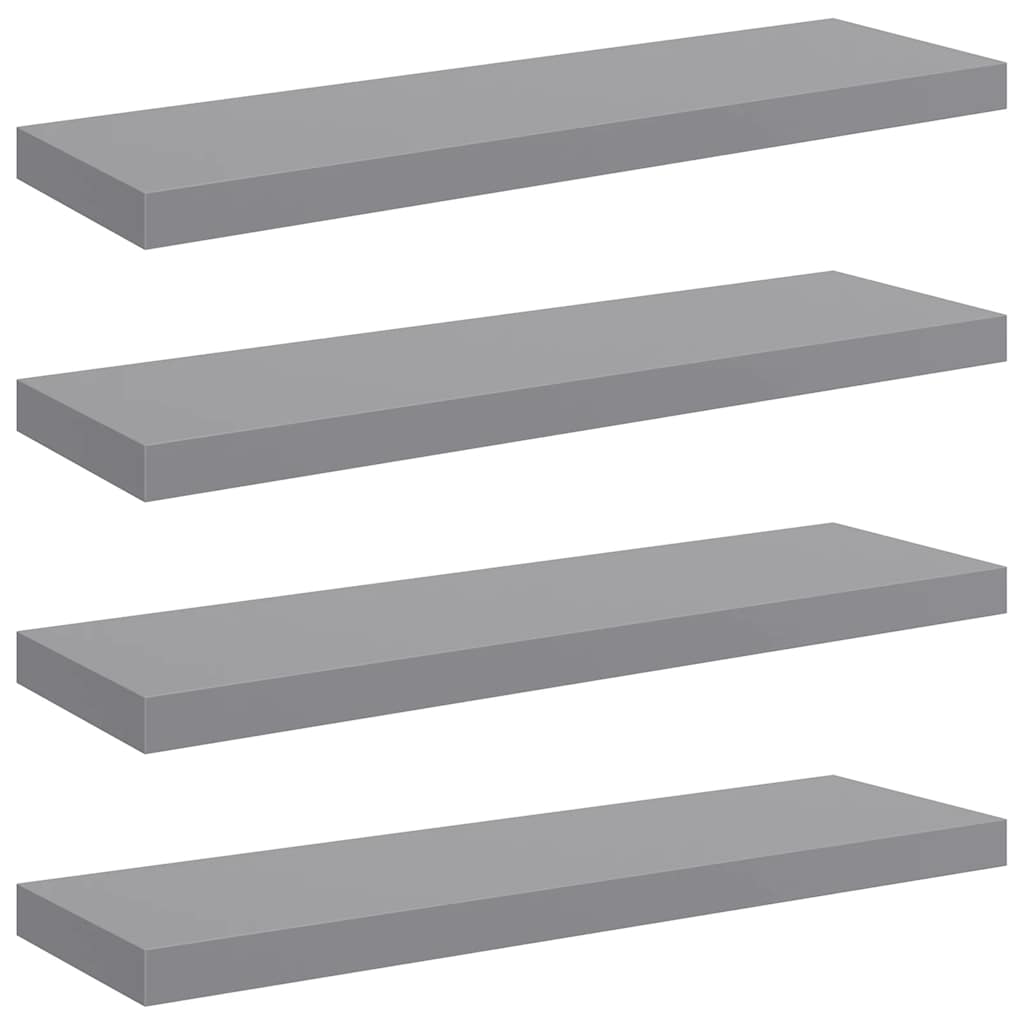 Plutajuće zidne police 4 kom sive 80 x 23,5 x 3,8 cm MDF