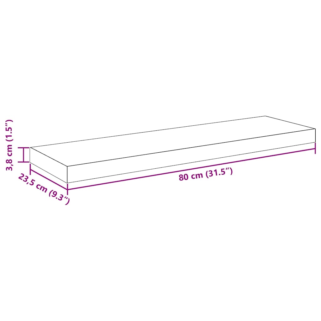 Plutajuće zidne police 4 kom sive 80 x 23,5 x 3,8 cm MDF