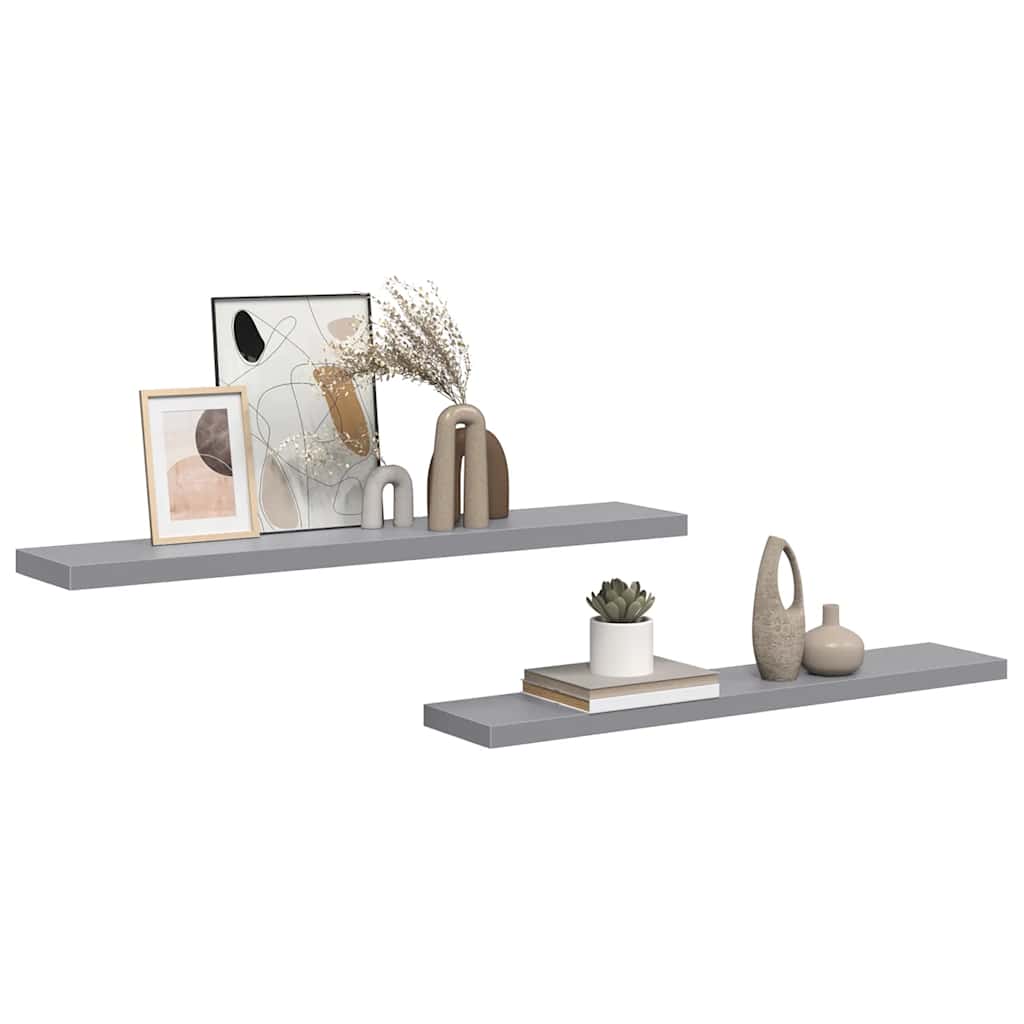 Plutajuće zidne police 2 kom sive 120 x 23,5 x 3,8 cm MDF