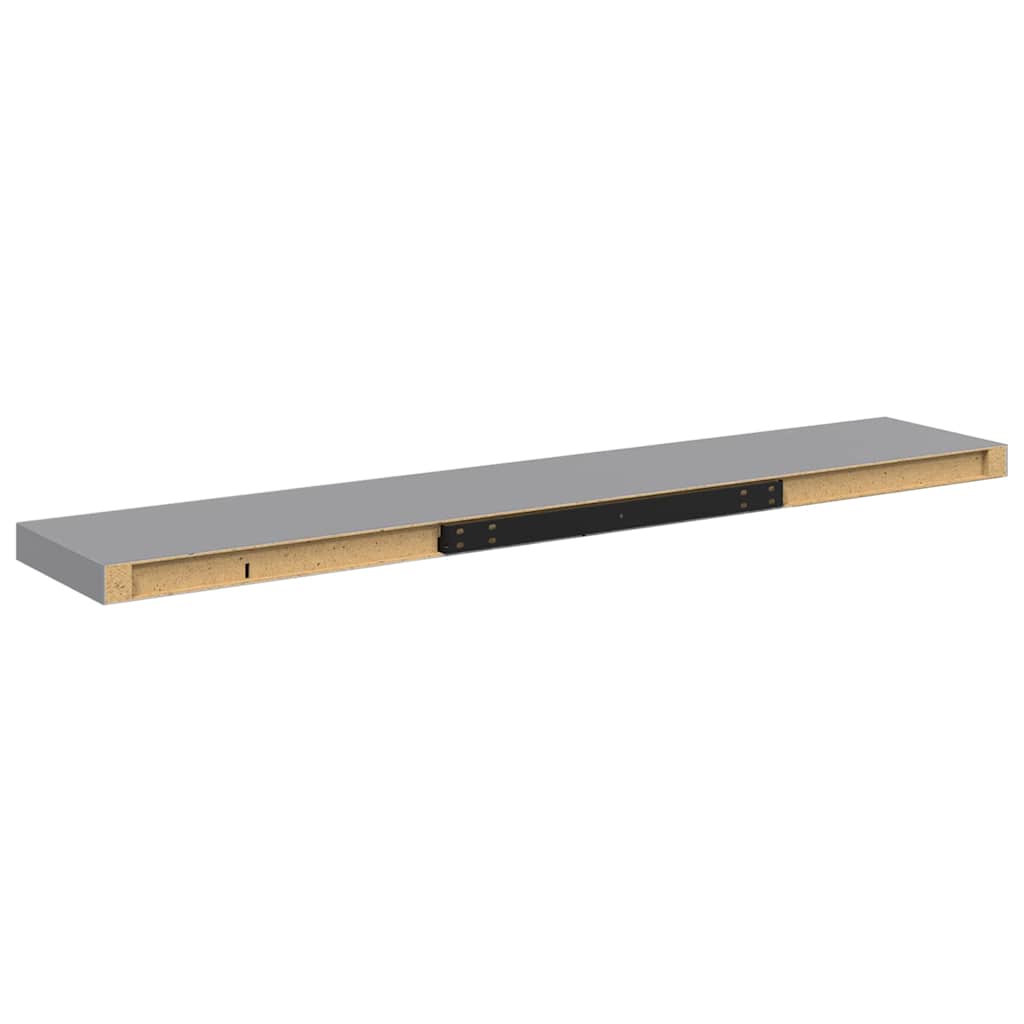 Plutajuće zidne police 2 kom sive 120 x 23,5 x 3,8 cm MDF