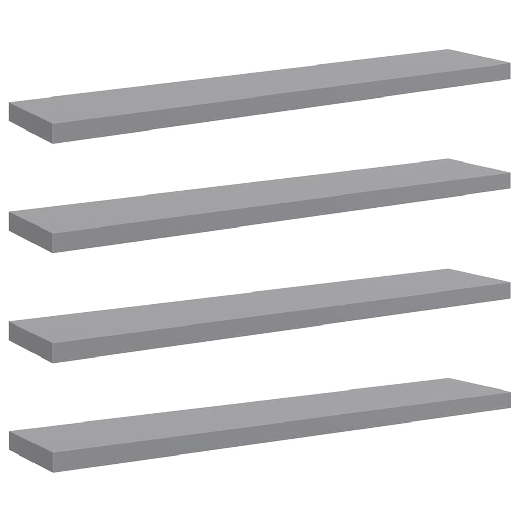 Plutajuće zidne police 4 kom sive 120 x 23,5 x 3,8 cm MDF