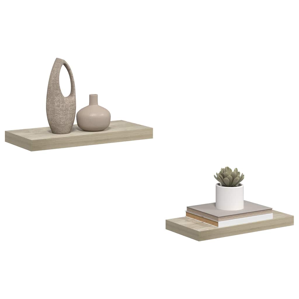 Plutajuće zidne police 2 kom boja hrasta 50 x 23 x 3,8 cm MDF