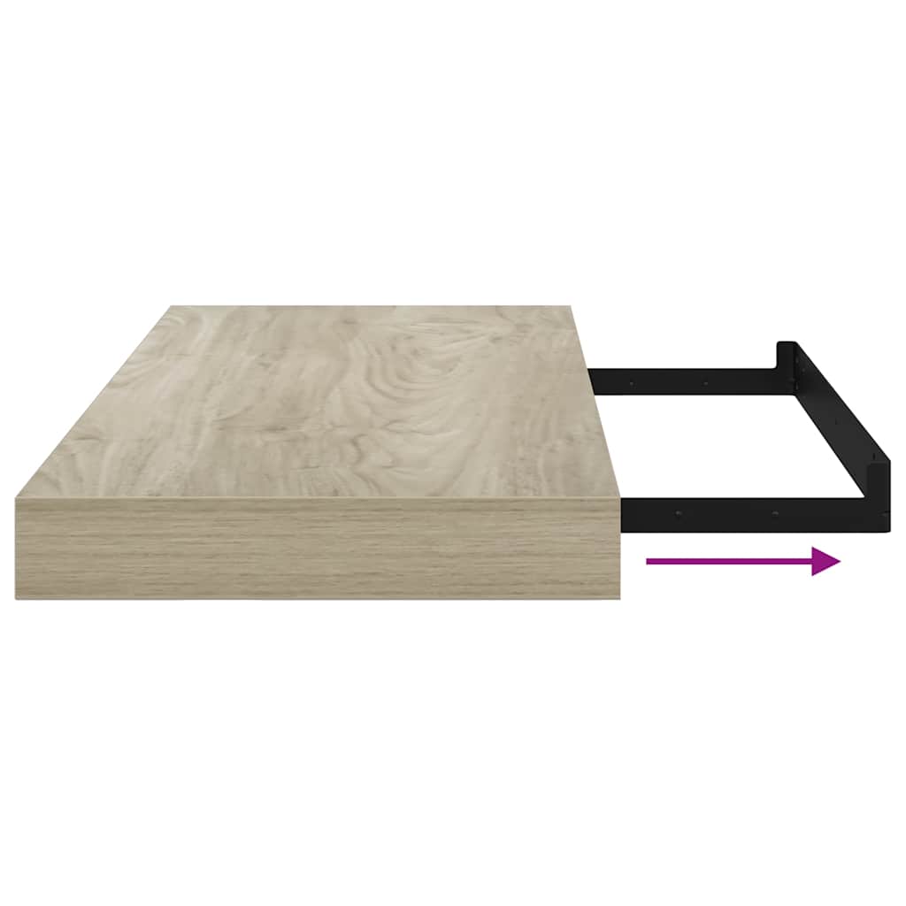 Plutajuće zidne police 2 kom boja hrasta 50 x 23 x 3,8 cm MDF