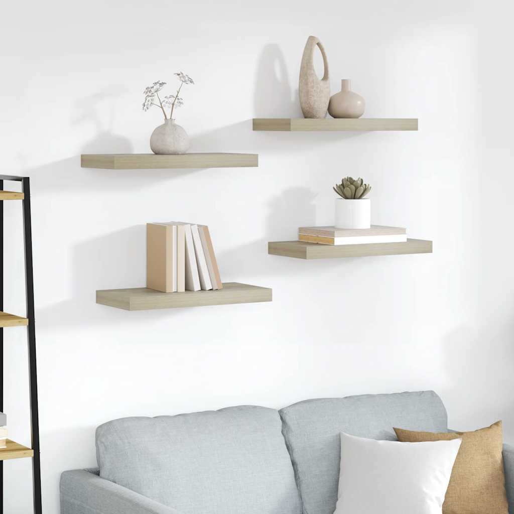 Plutajuće zidne police 4 kom boja hrasta 50 x 23 x 3,8 cm MDF