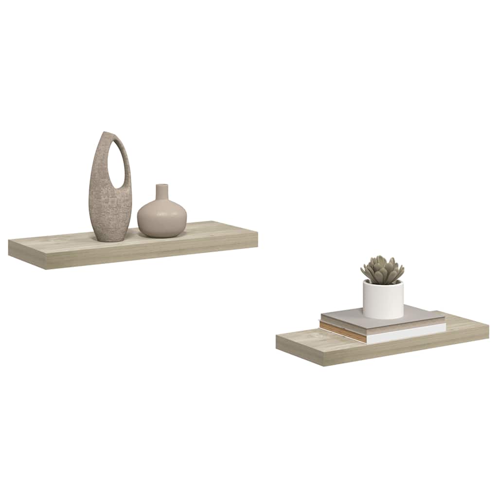 Plutajuće zidne police 2 kom boja hrasta 60 x 23,5 x 3,8 cm MDF