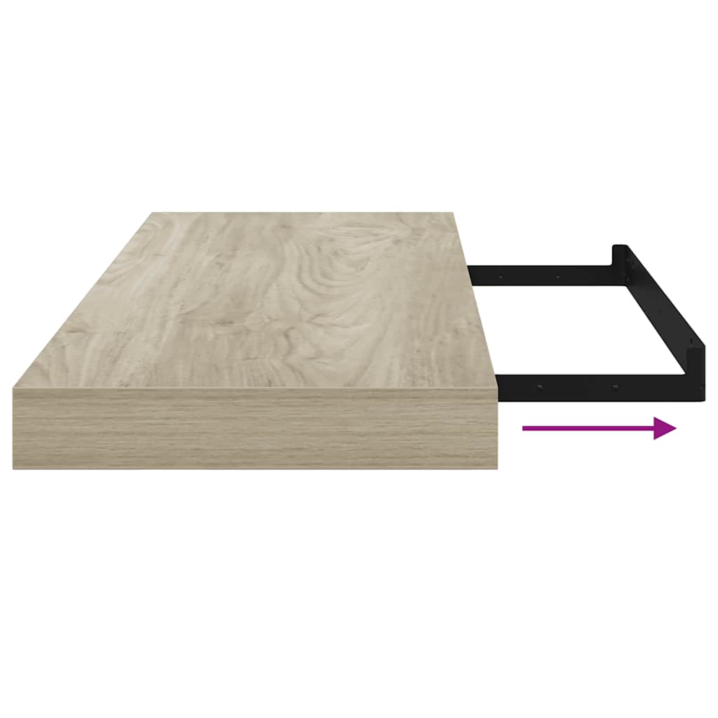 Plutajuće zidne police 2 kom boja hrasta 60 x 23,5 x 3,8 cm MDF