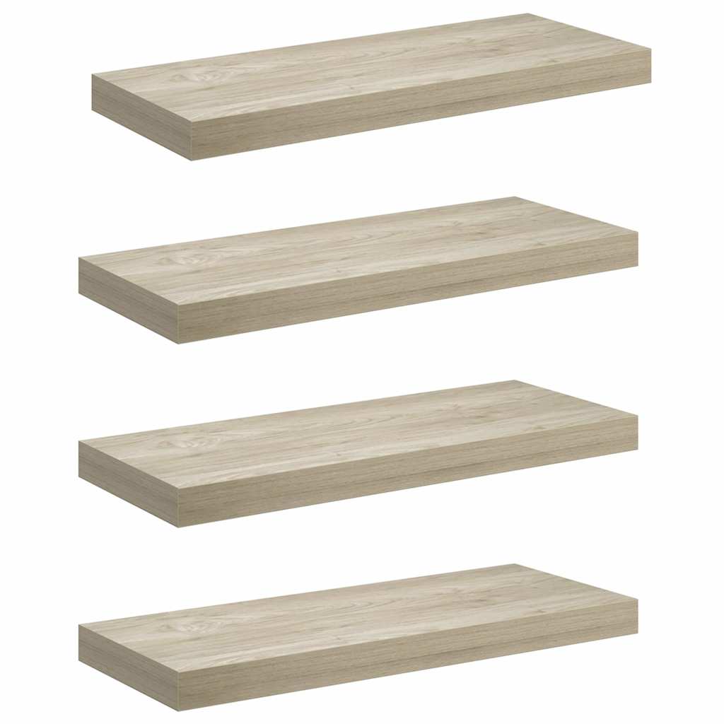 Plutajuće zidne police 4 kom boja hrasta 60 x 23,5 x 3,8 cm MDF
