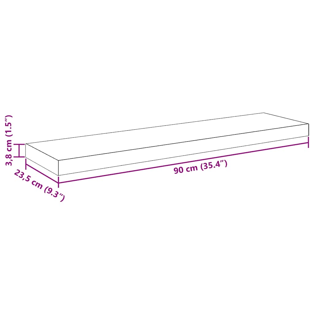 Plutajuće zidne police 2 kom boja hrasta 90 x 23,5 x 3,8 cm MDF