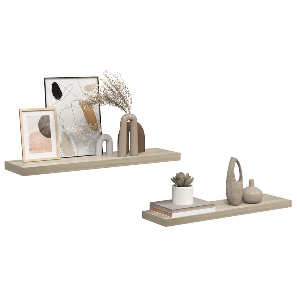 Plutajuće zidne police 2 kom boja hrasta 90 x 23,5 x 3,8 cm MDF