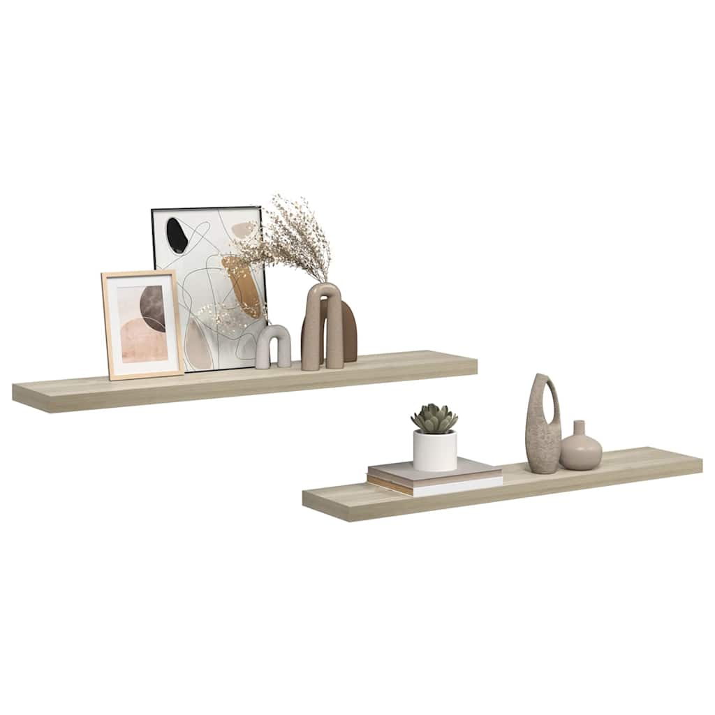 Plutajuće zidne police 2 kom boja hrasta 120x23,5x3,8 cm MDF