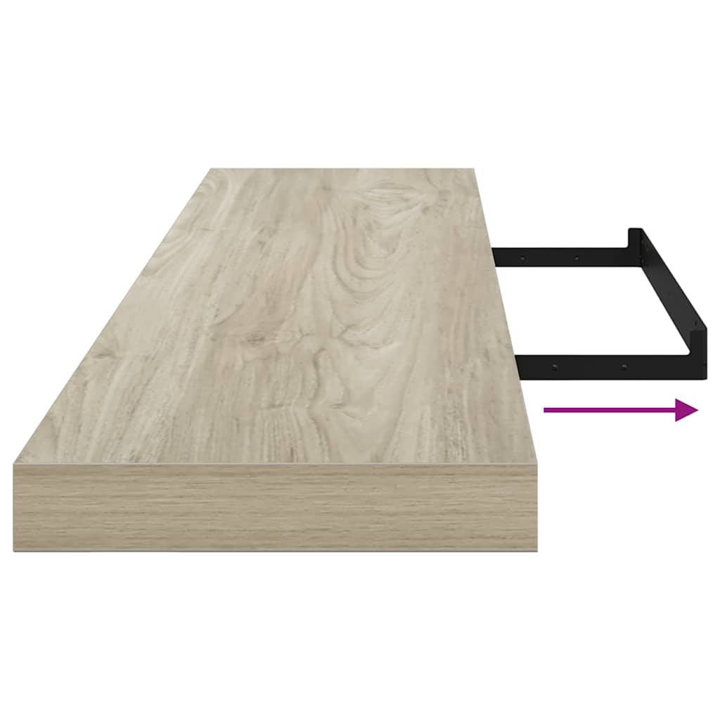 Plutajuće zidne police 2 kom boja hrasta 120x23,5x3,8 cm MDF