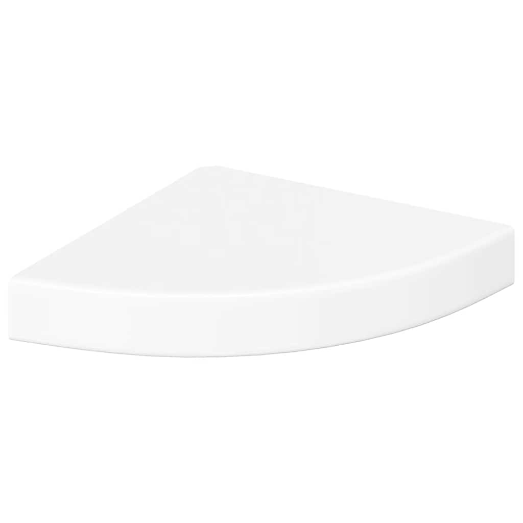 Plutajuće kutne police 2 kom. visoki sjaj bijele 25x25x3,8 cm MDF