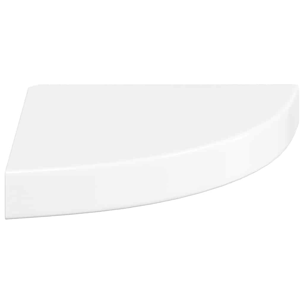 Plutajuće kutne police 2 kom. visoki sjaj bijele 25x25x3,8 cm MDF
