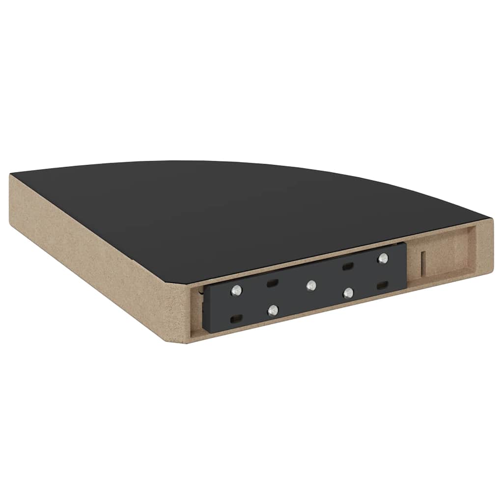 Plutajuća kutna polica visoki sjaj crna 25 x 25 x 3,8 cm MDF