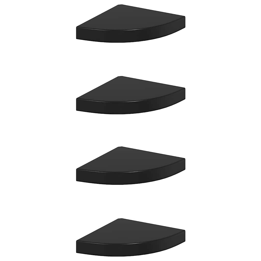 323891  Floating Corner Shelves 4 pcs High Gloss Black 25x25x3,8 cm MDF