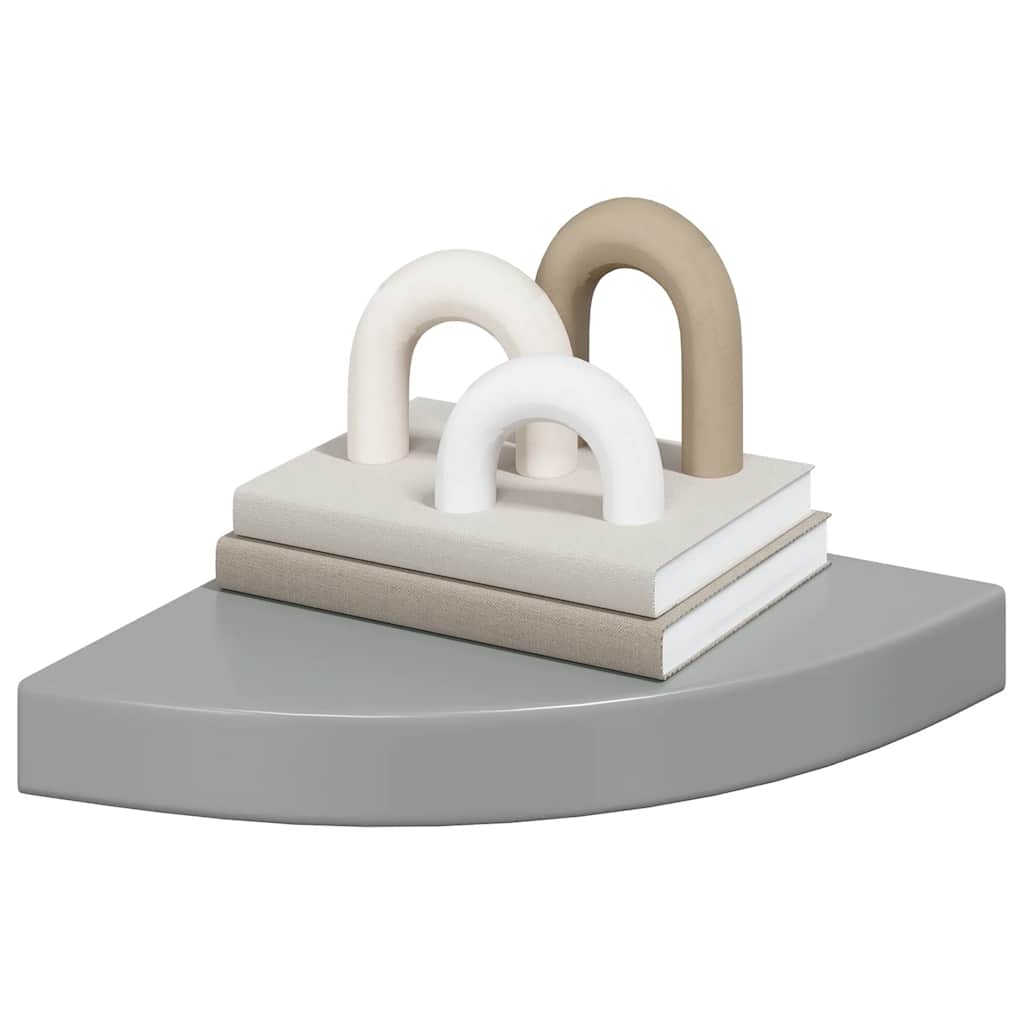 Plutajuće kutne police 4 kom sjajne sive 25 x 25 x 3,8 cm MDF