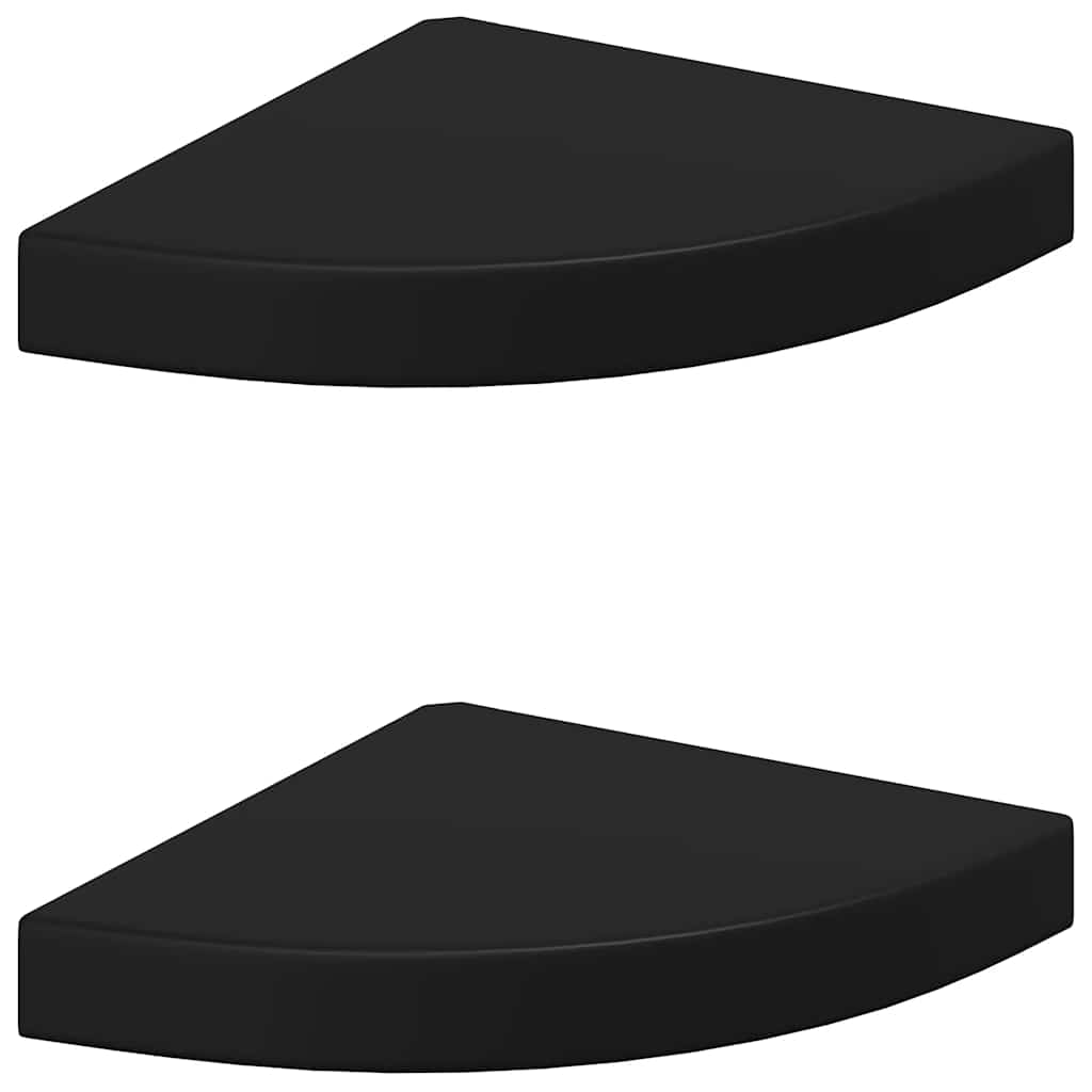 Plutajuće kutne police 2 kom crne 25 x 25 x 3,8 cm MDF