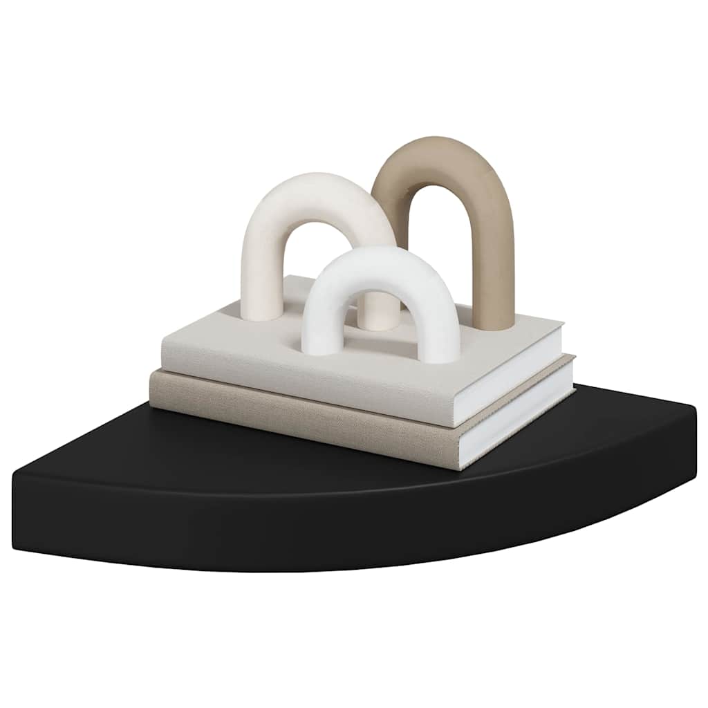 Plutajuće kutne police 2 kom crne 25 x 25 x 3,8 cm MDF