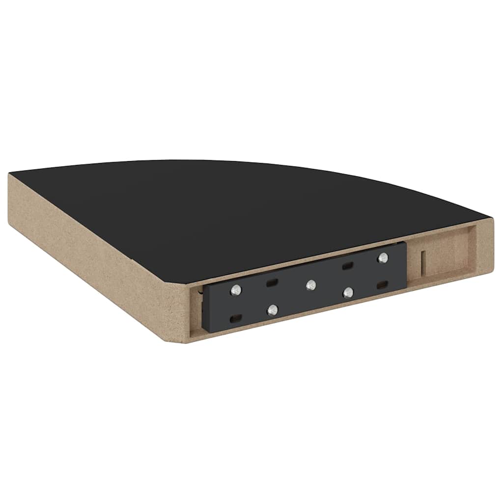 Plutajuće kutne police 4 kom crne 25 x 25 x 3,8 cm MDF