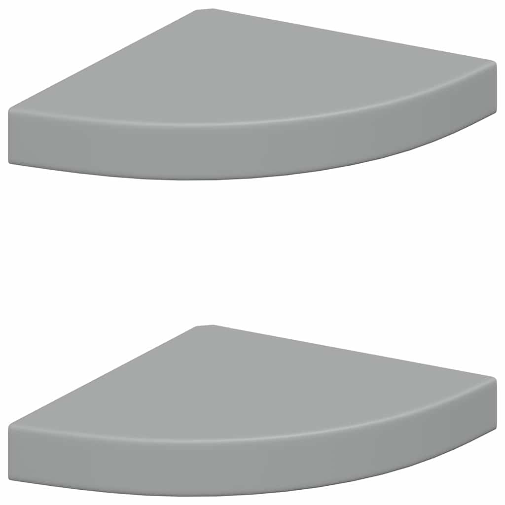 Plutajuće kutne police 2 kom sive 25 x 25 x 3,8 cm MDF